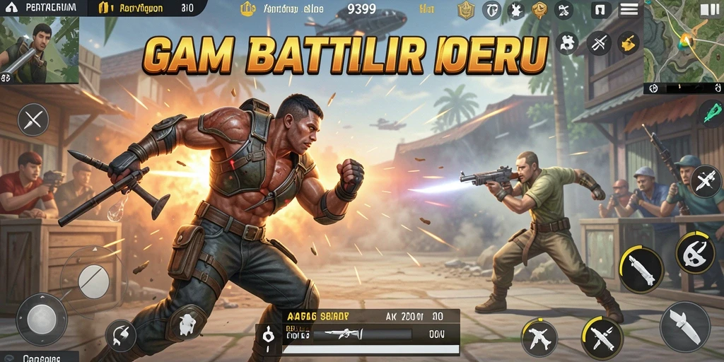 Tampilan gameplay seru dalam pertarungan Battle Royale.