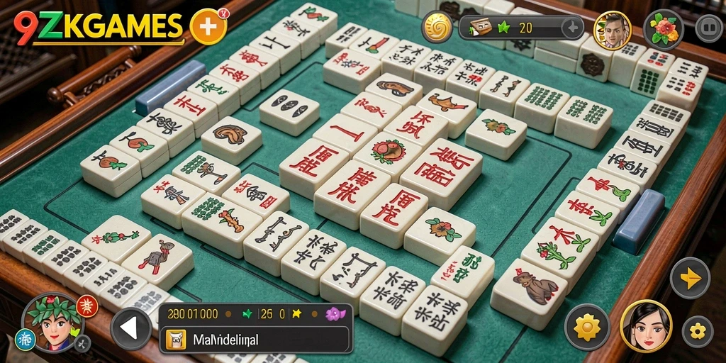 Tampilan menarik dari gameplay 9ZKGAMES yang penuh tantangan Mahjong.