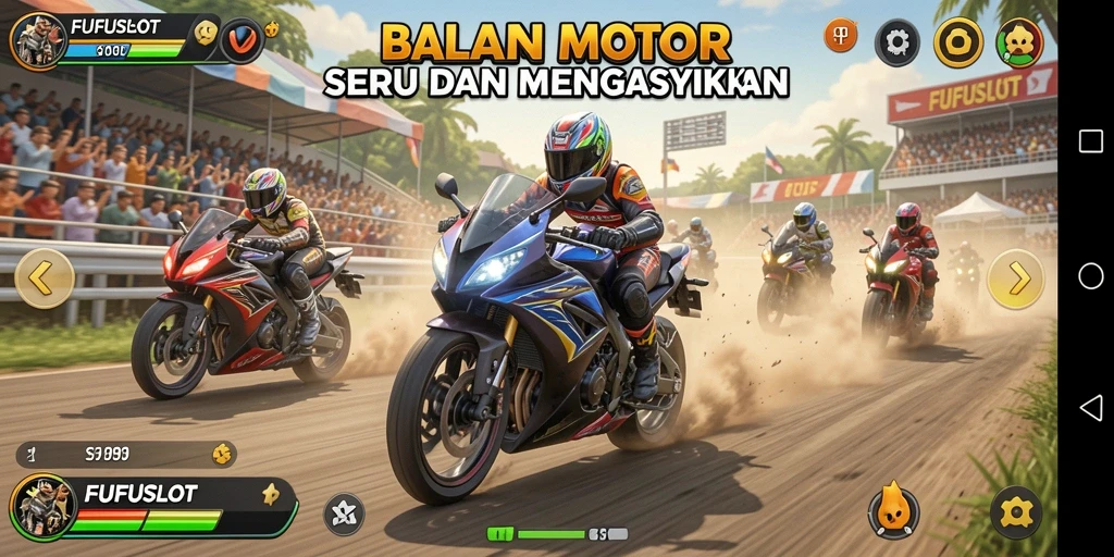 Gameplay FUFUSLOT yang menegangkan dalam balapan motor.