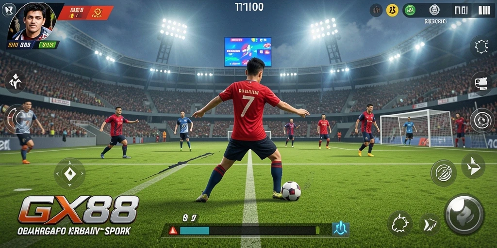Screenshot GX88 menampilkan aksi seru dalam pertandingan olahraga.