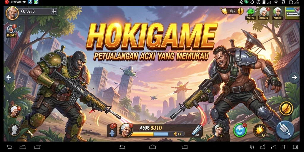 Gameplay HOKIGAME menampilkan aksi pertempuran yang seru