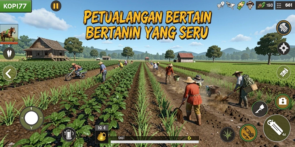 Tampilan menarik dari gameplay KOPI77 saat bertani.