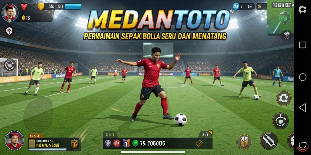 Tampilan seru dari gameplay MEDANTOTO yang penuh aksi sepak bola.
