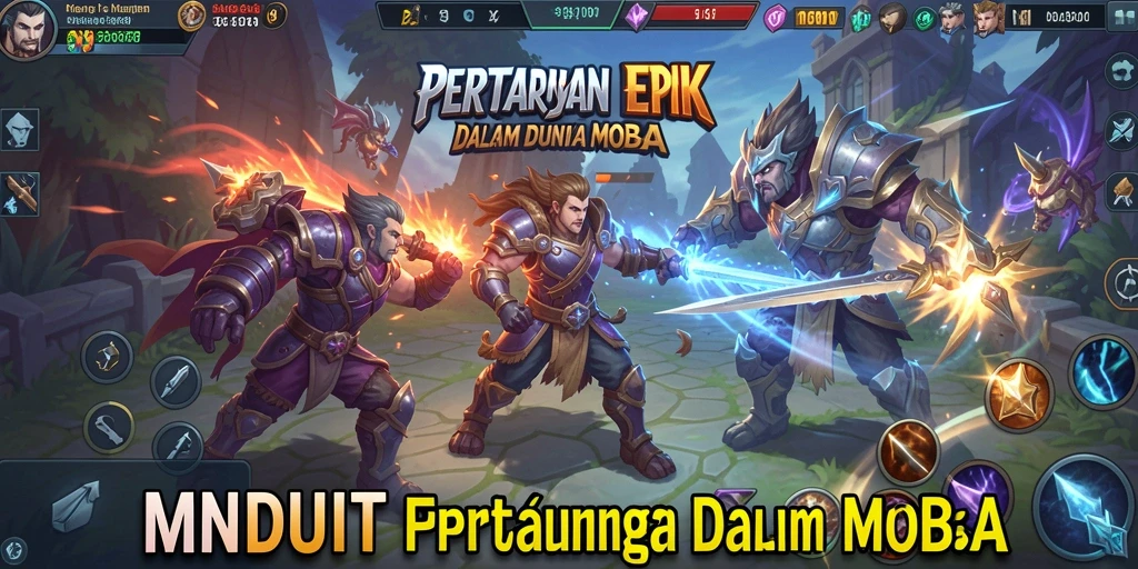 Tampilan aksi intens dari gameplay MOBA MNDUIT.