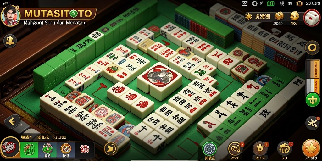 Tampilan gameplay MUTASITOTO dengan ubin Mahjong yang berwarna-warni.