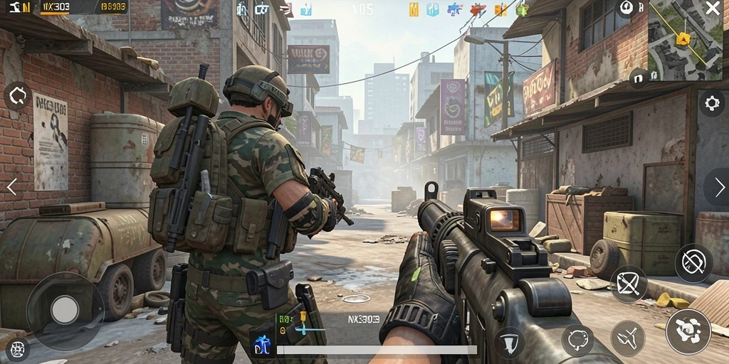 Gameplay NX303 menampilkan aksi tembak-menembak yang seru dan mendebarkan.