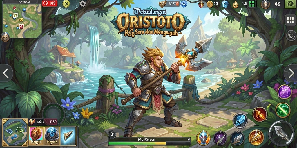 Tangkapan layar gameplay <strong>ORISTOTO</strong> menampilkan petualangan RPG yang mendebarkan.