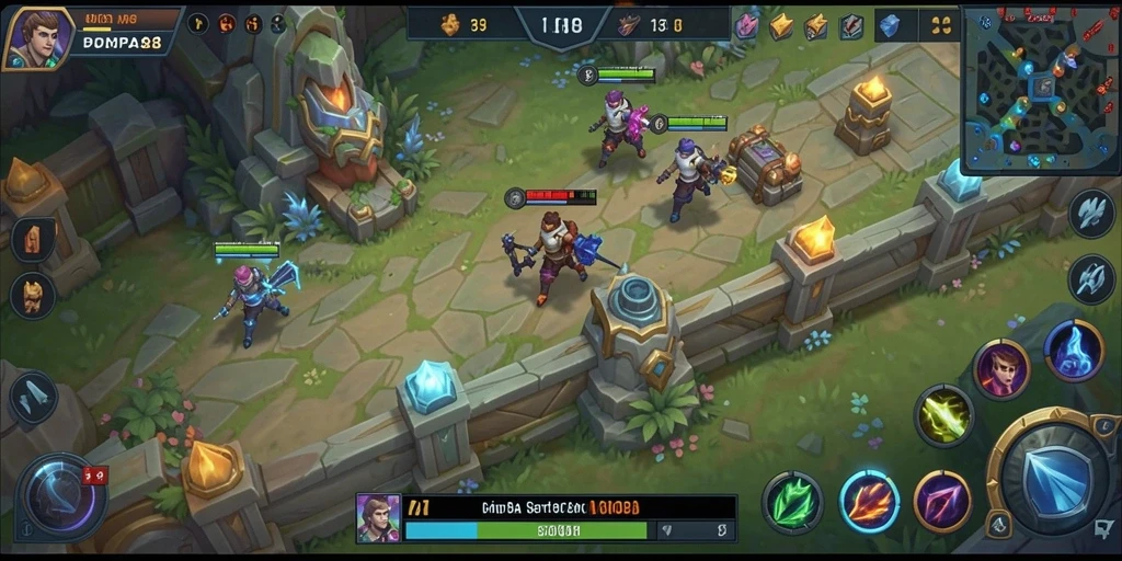 Tangkapan layar gameplay POMPA88 menampilkan aksi seru dalam pertempuran tim.