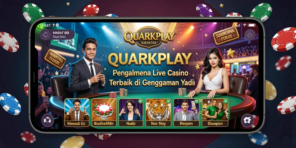 Screenshot gameplay QUARKPLAY menampilkan suasana Live Casino yang mengesankan.