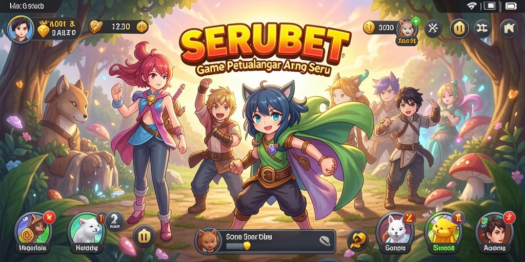 Tampilan gameplay SERUBET yang penuh warna dan karakter menarik.
