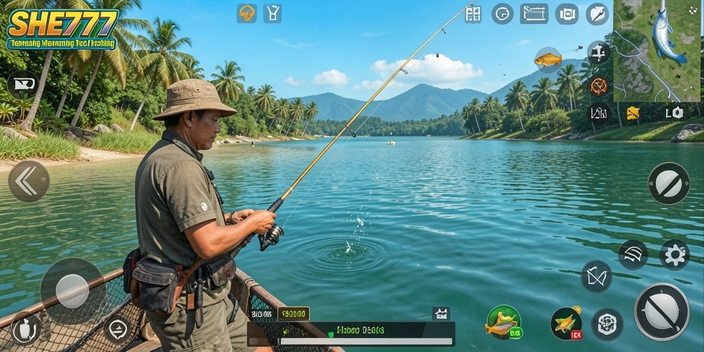 Gameplay menarik dengan aksi memancing yang mendebarkan.