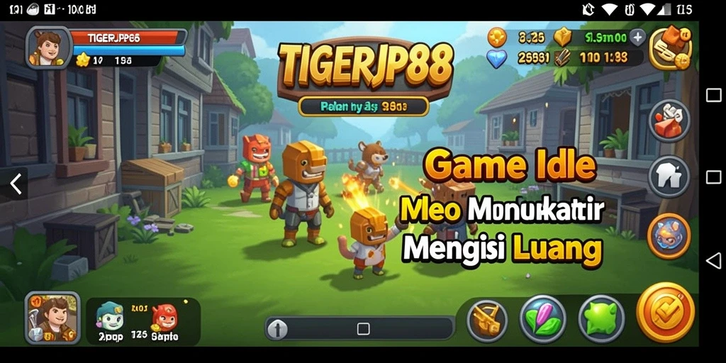 Screenshot menunjukkan gameplay santai TIGERJP88 dengan karakter dan elemen menarik.