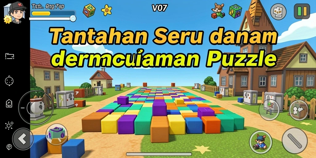 Tampilan gameplay V07 yang penuh warna dan menantang.