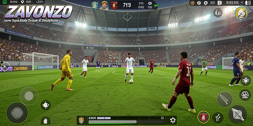 Tampilan gameplay ZAVONZO yang mendebarkan saat pertandingan sepak bola.